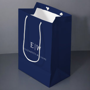 Elegant Professional Simple Monogram Minimalist Medium Gift Bag
