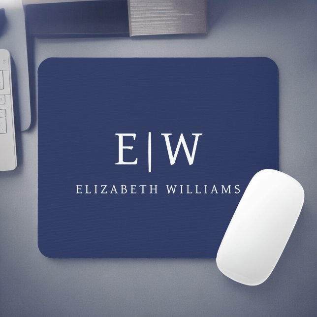 Elegant Professional Simple Monogram Minimalist Mouse Pad (Creator Uploaded)