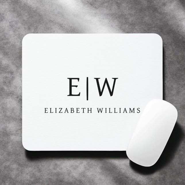 Elegant Professional Simple Monogram Minimalist Mouse Pad (Creator Uploaded)