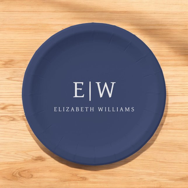Elegant Professional Simple Monogram Minimalist Paper Plates (Creator Uploaded)