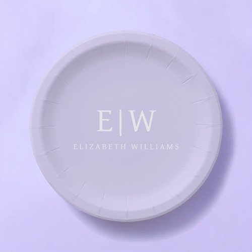 Elegant Professional Simple Monogram Minimalist Paper Plates