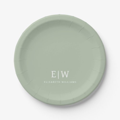 Elegant Professional Simple Monogram Minimalist Paper Plates
