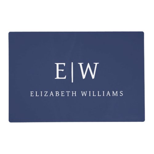 Elegant Professional Simple Monogram Minimalist Placemat