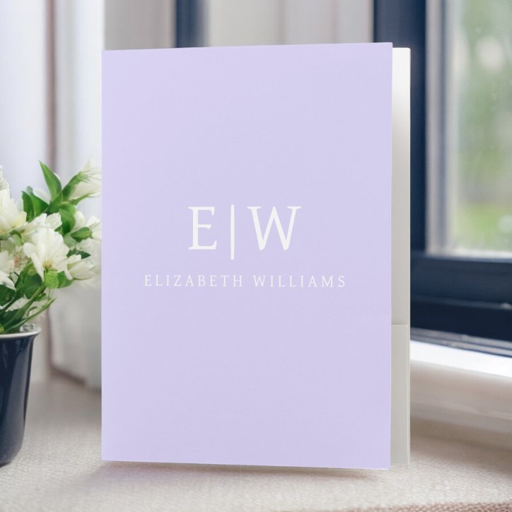 Elegant Professional Simple Monogram Minimalist Pocket Folder