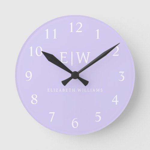Elegant Professional Simple Monogram Minimalist Round Clock