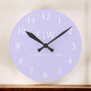 Elegant Professional Simple Monogram Minimalist Round Clock
