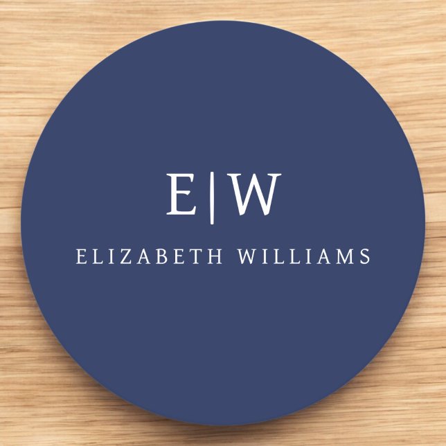 Elegant Professional Simple Monogram Minimalist Round Paper Coaster (Creator Uploaded)