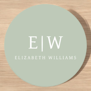 Elegant Professional Simple Monogram Minimalist Round Paper Coaster