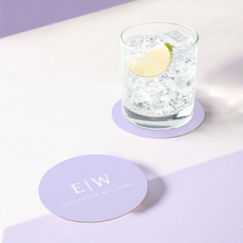 Elegant Professional Simple Monogram Minimalist Round Paper Coaster