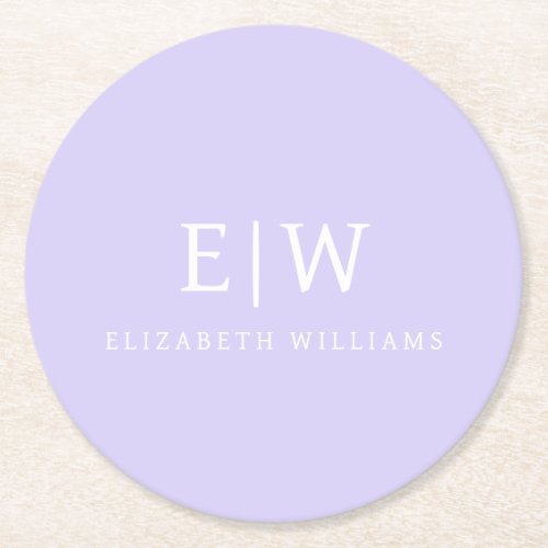 Elegant Professional Simple Monogram Minimalist Round Paper Coaster