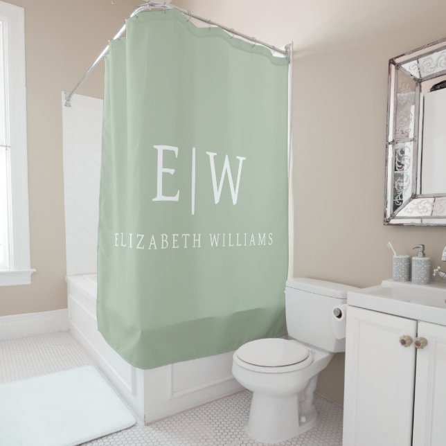 Elegant Professional Simple Monogram Minimalist Shower Curtain (In Situ)
