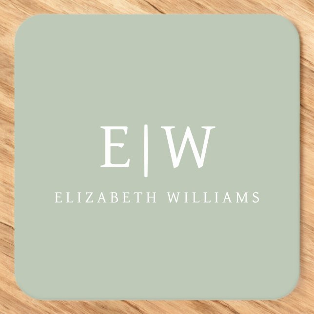 Elegant Professional Simple Monogram Minimalist Square Paper Coaster (Creator Uploaded)
