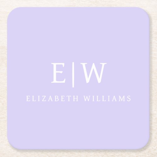 Elegant Professional Simple Monogram Minimalist Square Paper Coaster