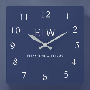 Elegant Professional Simple Monogram Minimalist Square Wall Clock