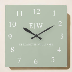Elegant Professional Simple Monogram Minimalist Square Wall Clock