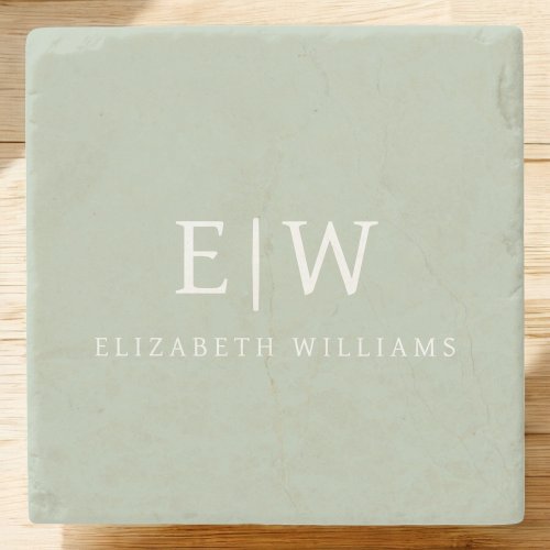 Elegant Professional Simple Monogram Minimalist Stone Coaster