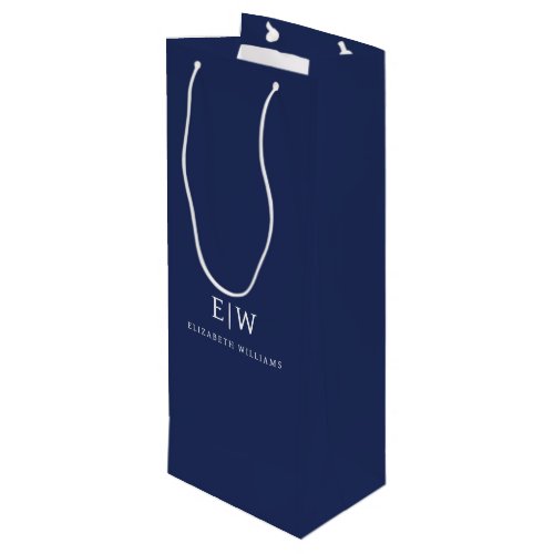 Elegant Professional Simple Monogram Minimalist Wine Gift Bag