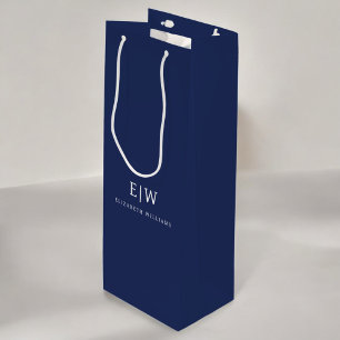 Elegant Professional Simple Monogram Minimalist Wine Gift Bag
