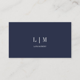 Elegant Professional Simple Monogram Navy Business Card