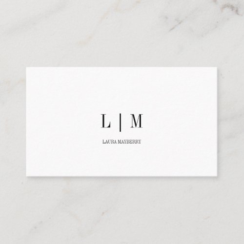 Elegant Professional Simple Monogram White Business Card