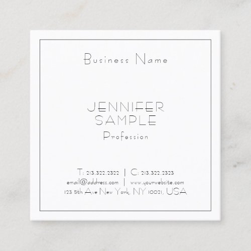 Elegant Professional Square Luxury Modern Template Square Business Card