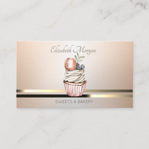Elegant Professional StripesCupcake Business Card