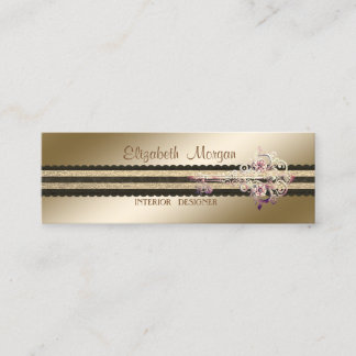 Elegant Professional Stylish Floral Key Mini Business Card