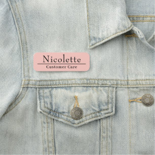 Elegant Professional Stylish Minimalist Blush Pink Name Tag