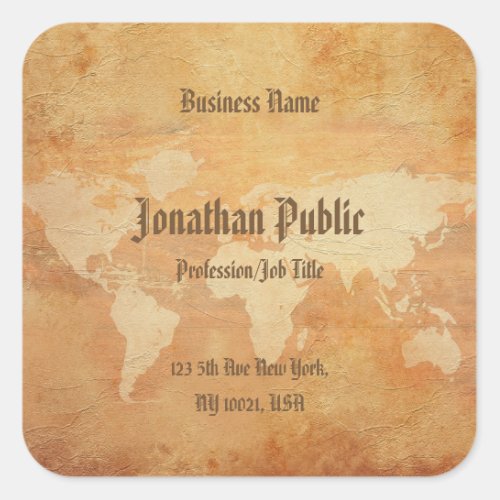 Elegant Professional Template Creative Nostalgic Square Sticker