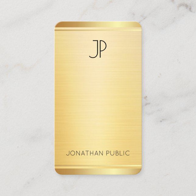 Elegant Professional Template Faux Gold Vertical Business Card (Front)