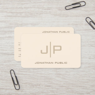 Elegant Professional Template Monogram Cream Business Card