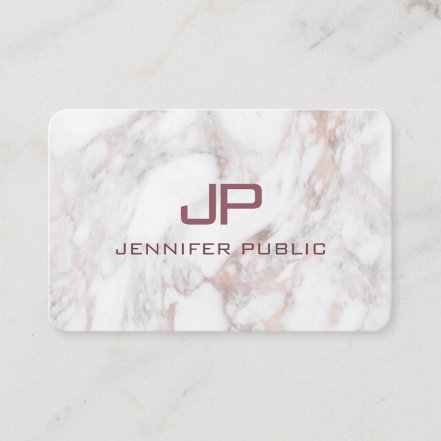 Elegant Professional Template Rose Gold Marble Business Card (Front)