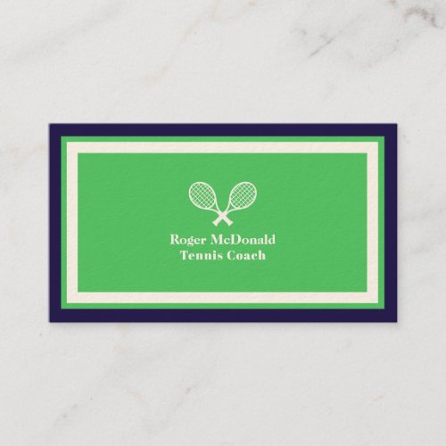 Elegant professional tennis green framed business card