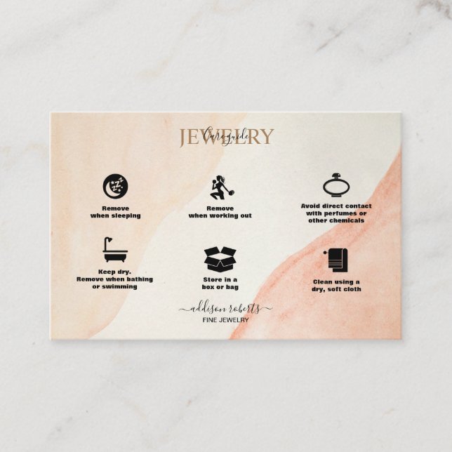Elegant Professional Terracotta Jewelry Care  Busi Business Card (Front)