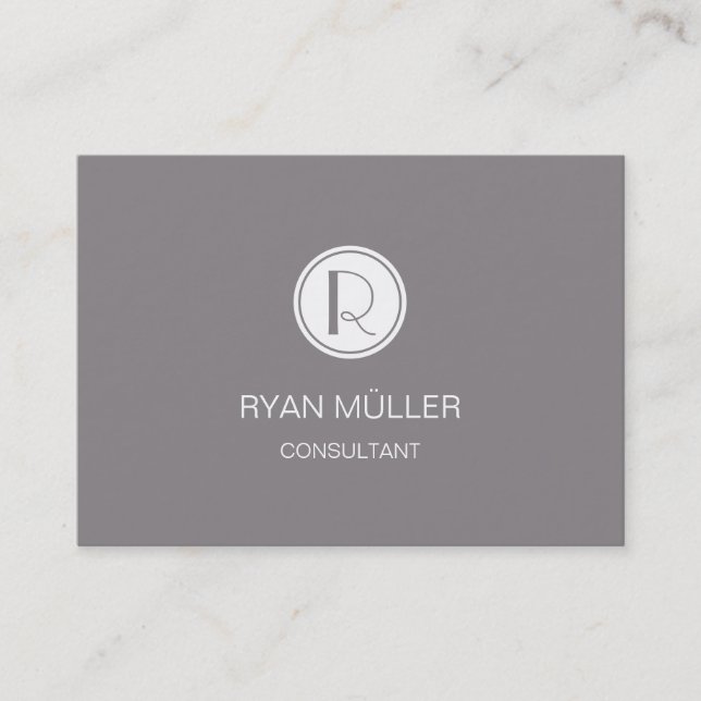 Elegant Professional Titanium and Monogram Business Card (Front)