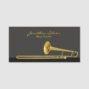 Elegant Professional Trombone Music Teacher Name Tag