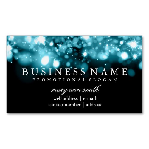 Elegant Professional Turquoise Sparkle Lights Magnetic Business Card