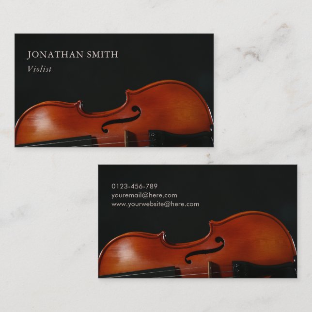 Elegant Professional Violist Modern Black & White  Business Card (Front/Back)