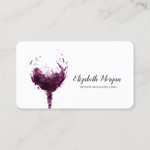 Elegant Professional  Watercolor Wine Glass   Business Card