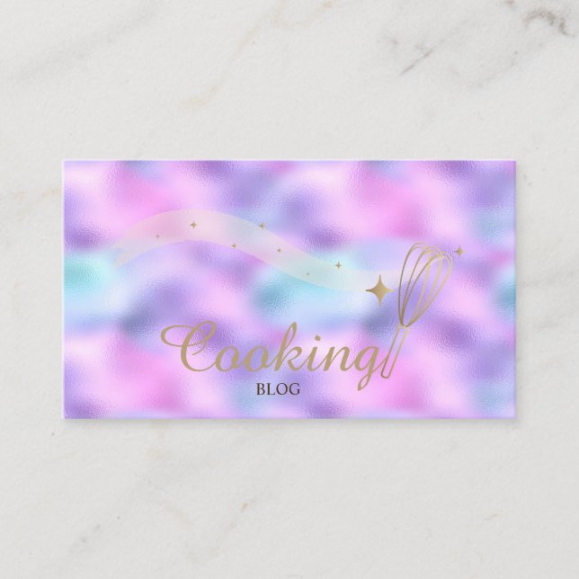Elegant Professional,Whisk,Cooking Holographic Business Card (Front)