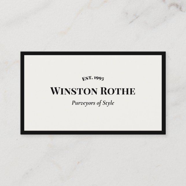 Elegant Professional White  Black Border Business Card (Front)