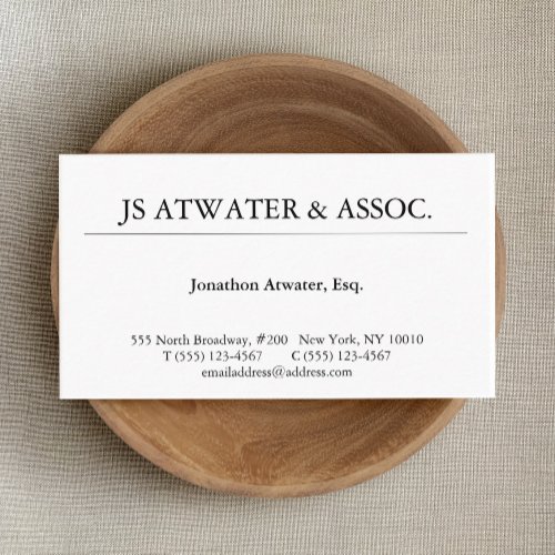 Elegant Professional White Lawyer Business Card