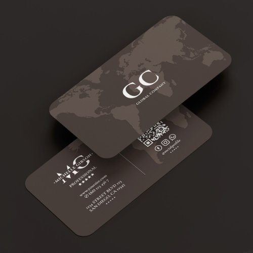 Elegant Professional World Map Espresso Business Card