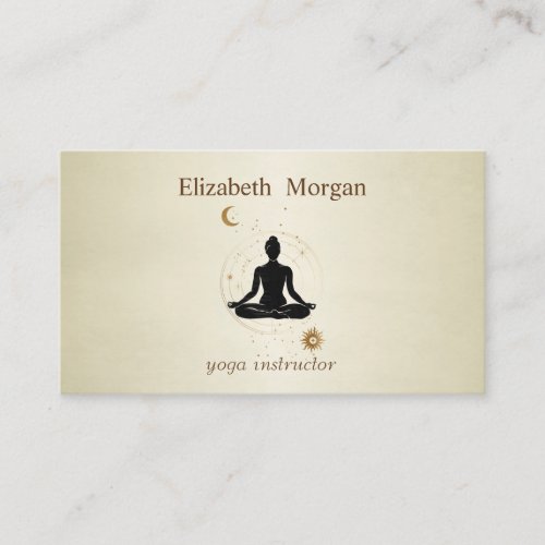 Elegant Professional Yoga Girl Moon Sun Business Card