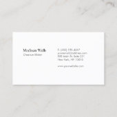 Elegant Professsional White with Silver Border Business Card (Back)