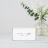 Elegant Professsional White with Silver Border Business Card (Standing Front)