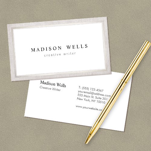 Elegant Professsional White with Silver Border Business Card
