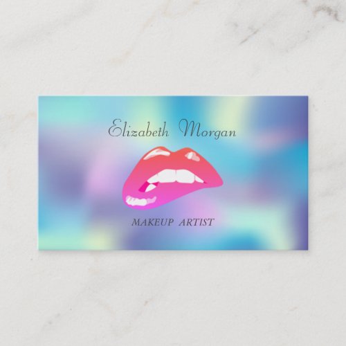 Elegant Proffesional  Iridescent Holographic Lips Business Card