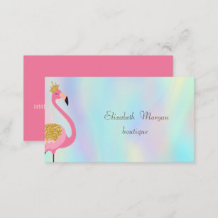 Elegant Proffesional Pink Flamingo Holographic Business Card