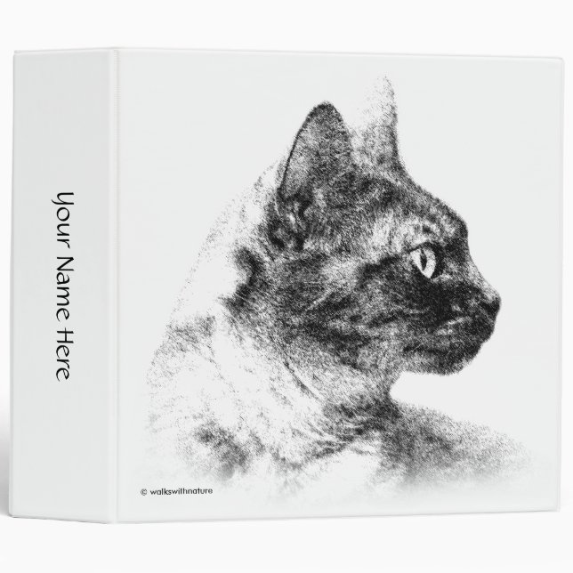 Elegant Profile of Stella the Grey Cat Binder (Front/Spine)